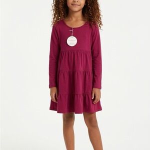 Arshiner Girl Long Sleeve Dress Tiered Ruffle Swing Tunic Shirt Dress Size 4-5